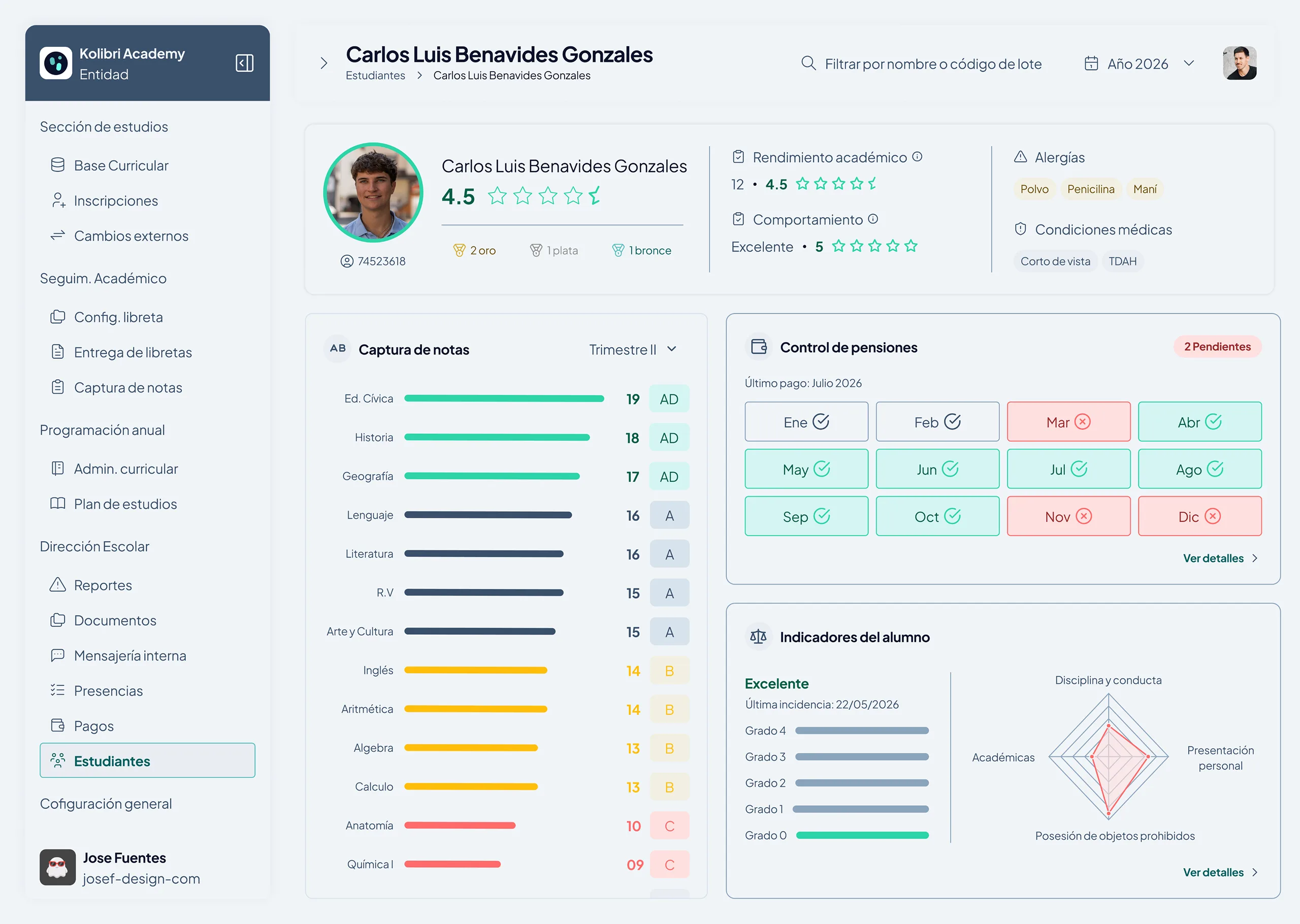 Gestión escolar — Perfil y logros