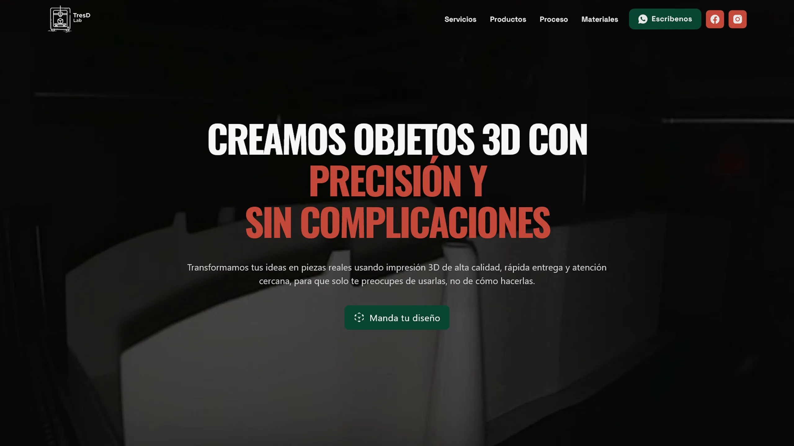 Web de impresión 3D — Hero
